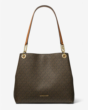 KENSINGTON <br> Grand cabas à logo Signature - Bronze / Noisette