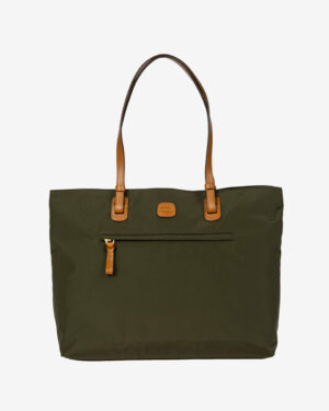 Sac cabas en nylon avec détails en cuir Bric's X-Travel - Olive