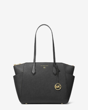 MARILYN  Cabas de taille moyenne en cuir saffiano - Black