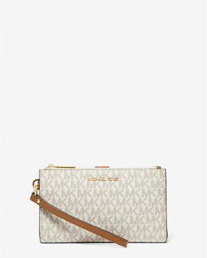 JET SET <br> Portefeuille avec compartiment pour smartphone avec Logo - Vanille/Noisette
