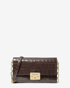 TRIBECA <br> Sac à bandoulière convertible en cuir effet crocodile en relief