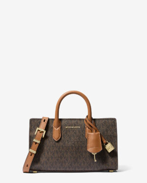 SCARLETT <br> Très petit sac à bandoulière avec logo - Bronze / Noisette