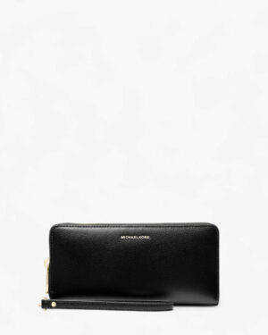 JET SET TRAVEL <br> Grand portefeuille continental en cuir - Noir