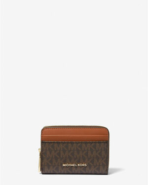 JET SET <br> Petit porte-cartes entièrement zippé à logo Signature