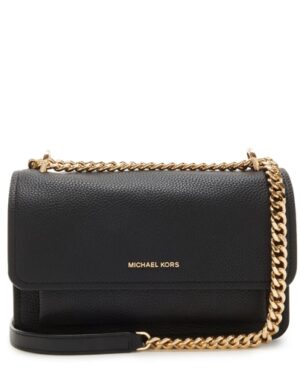 CLAIRE <br> Sac bandoulière convertible en cuir grainé de grande taille - Noir