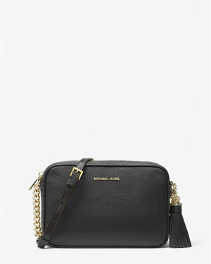 JET SET • CAMERA BAG <br> Sac à bandoulière en cuir de taille moyenne - Black