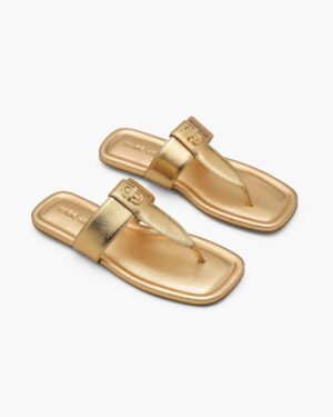 THE METALLIC LEATHER  
 DUAL T STRAP SANDAL