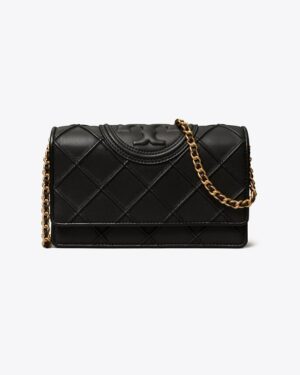 FLEMING • PORTEFEUILLE CHAÎNE EN CUIR SOUPLE - Noir