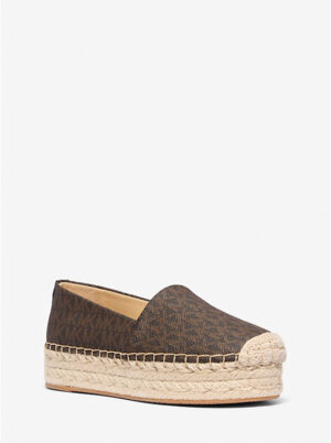 Espadrille Lynn à semelle compensée et logo Signature • Marron