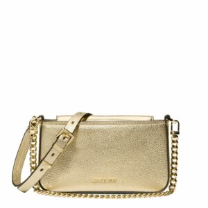 BRYANT <br> Petite pochette convertible en cuir métallisé doré