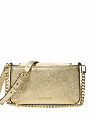 BRYANT <br> Petite pochette convertible en cuir métallisé doré