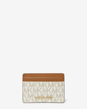 JET SET <br> Porte-cartes à logo - Vanille / Noisette