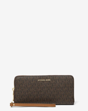 JET SET <br> Grand portefeuille continental à logo - Marron/Noisette