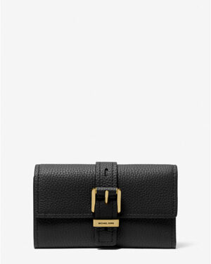 NOLITA <br> Portefeuille de taille moyenne en cuir grainé à trois volets - Noir