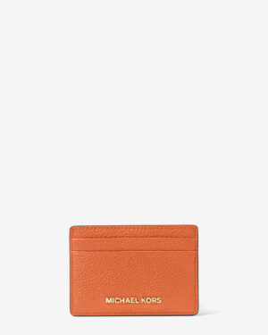 JET SET <br> Porte-cartes en cuir grainé - Orange Vif