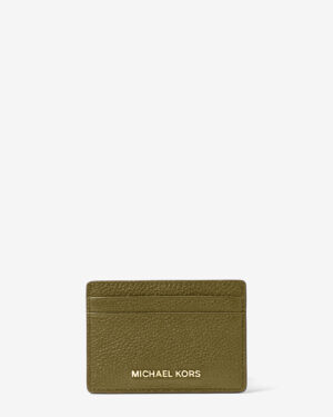 JET SET <br> Porte-cartes en cuir grainé - Vert Safari
