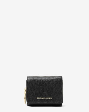 EMPIRE <br> Petit portefeuille à trois volets en cuir grainé - Noir