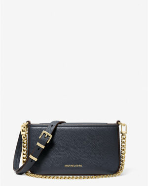 BRYANT <br> Petite pochette convertible en cuir grainé - Bleu Marine