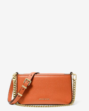 BRYANT <br> Petite pochette convertible en cuir grainé - Orange Vif