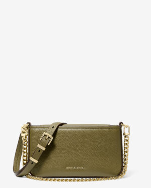 BRYANT <br> Petite pochette convertible en cuir grainé - Vert Safari