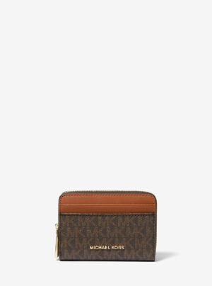 JET SET <br> Petit porte-cartes entièrement zippé à logo Signature