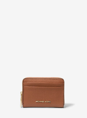 JET SET <br> Petit porte-cartes entièrement zippé en cuir grainé