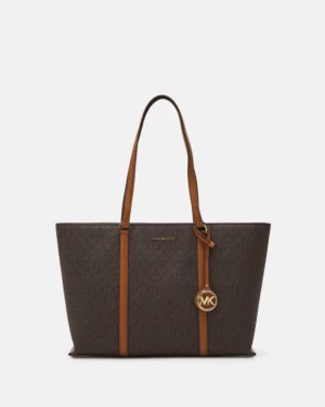 TEMPLE • Grand sac cabas avec logo signature - Marron/Noisette
