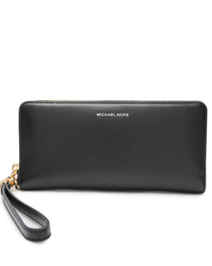 JET SET <br> Grand portefeuille continental en cuir - Noir