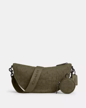 Sac à bandoulière souple hall en jacquard signature - Olive