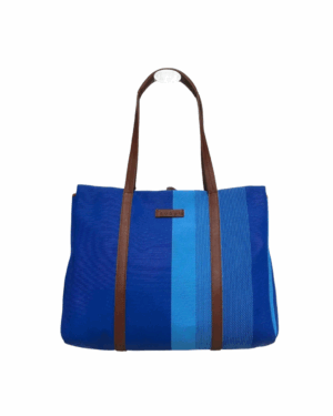 BRUNO ROSSI • Leather bag shopping - Bleu