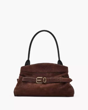 The Suede Dakota Satchel - Dark Brown