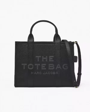THE LEATHER MEDIUM TOTE BAG - Black