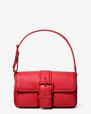 COLBY <br> Sac porté épaule de taille moyenne en cuir - Crimson