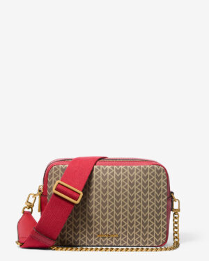 BRYANT <br> Sac à bandoulière / Camera bag de taille moyenne en jacquard à logo MK2000 - Crimson Multi