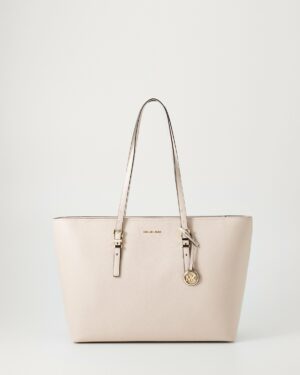 QUINN • Cabas de taille moyenne en cuir grainé - Soft pink