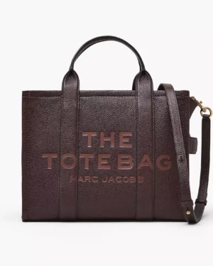 THE LEATHER MEDIUM TOTE BAG - Ganache