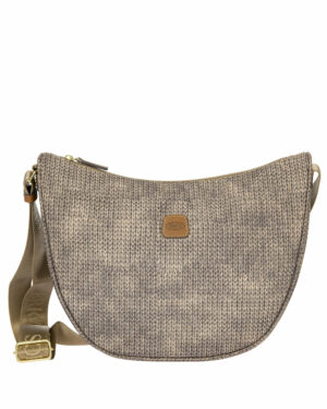 X-collection • Sac à bandoulière demi-lune moyen en tissu recyclé - Wool Nut