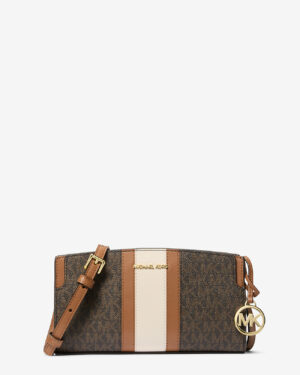 BECCA<br> Petit sac à bandoulière à rayures et logo Signature - Brun/Noisette