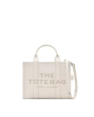 THE LEATHER MEDIUM TOTE BAG - Cotton / Silver