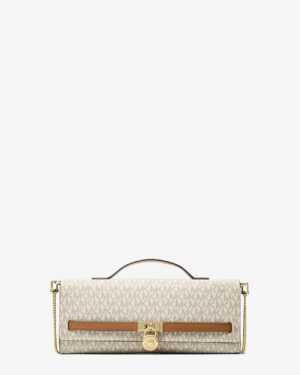 HAMILTON MODERNE • Pochette de taille moyenne à logo Signature - Vanille/Noisette