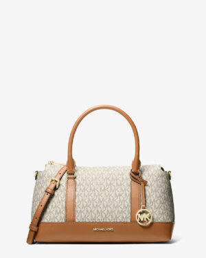 ANDIE • Sac de taille moyenne à logo Signature - Vanille/Noisette