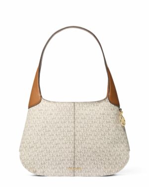 ALICE • Petit sac porté épaule à logo Signature - Vanille/Noisette