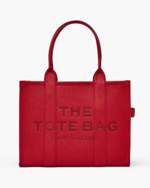THE LEATHER LARGE TOTE BAG - True Red