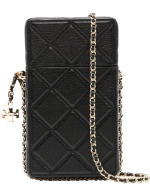 FLEMING • PORTE TÉLÉPHONE AVEC CHAÎNE EN CUIR SOUPLE - Noir