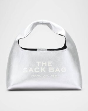 THE METALLIC LEATHER MINI SACK BAG • SILVER