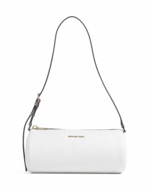 IZZY • Petite pochette cylindrique en cuir grainé - Blanc optique