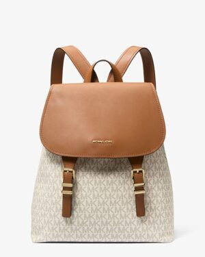 QUINN<br>Sac à dos moyen à logo signature - Vanille/Noisette