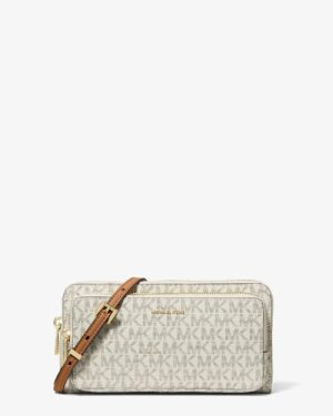 JET SET • Grand sac à bandoulière convertible à logo Signature - Vanille/Noisette