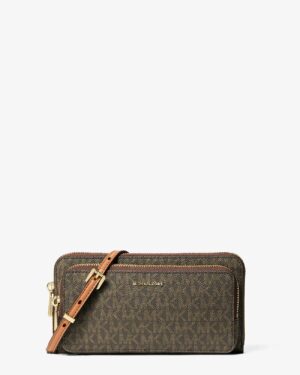 JET SET • Grand sac à bandoulière convertible à logo Signature - Brun/Noisette
